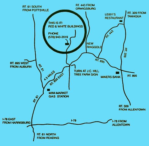 Map to J C  Hill Tree Farms, Inc.